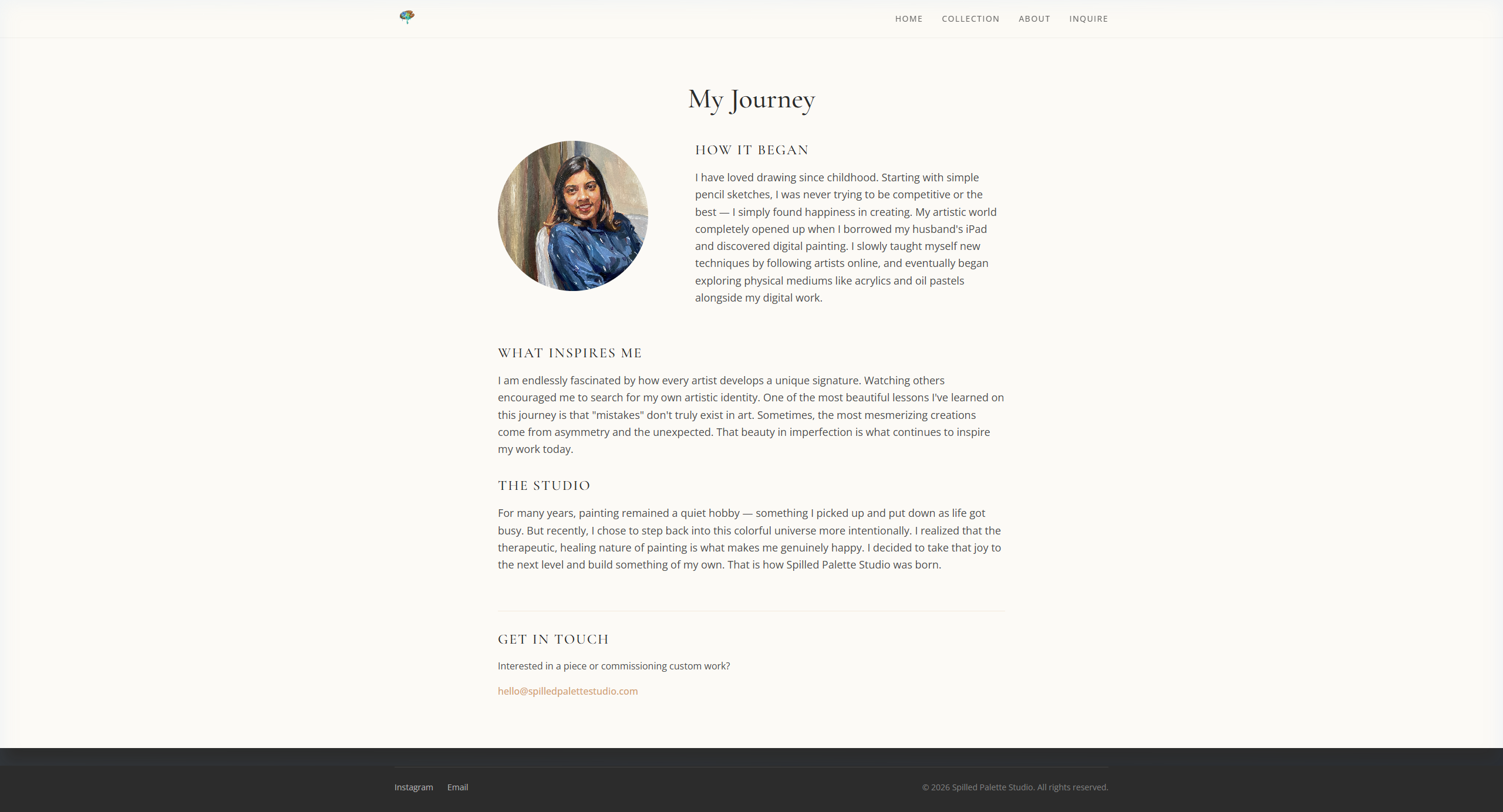 Aesthetic About Page demonstrating the clean typography and soft color palette